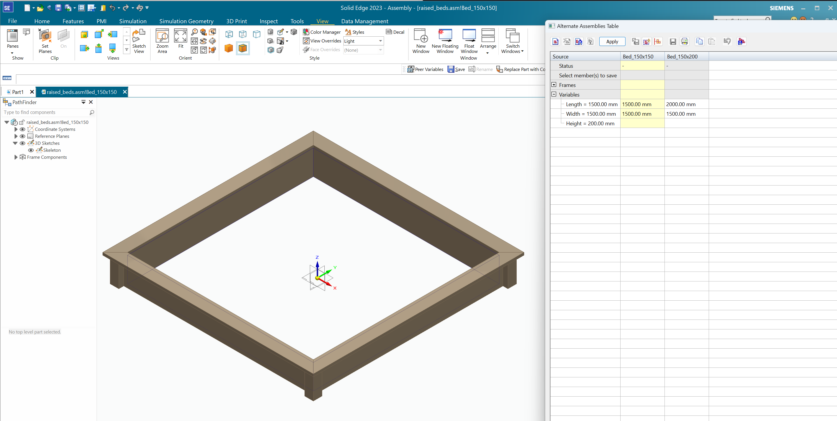 Editing configuration table