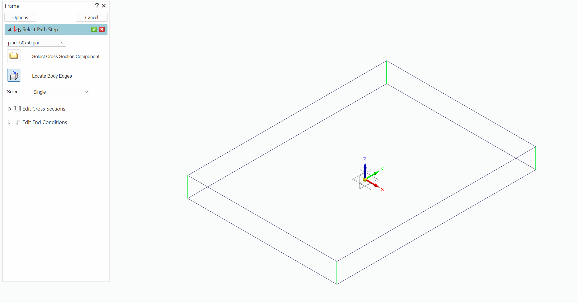 Selecting cross-section component